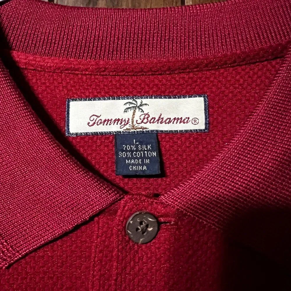 Tommy Bahama Long Sleeve Silk Men's Pullover Collared Shirt Size Large